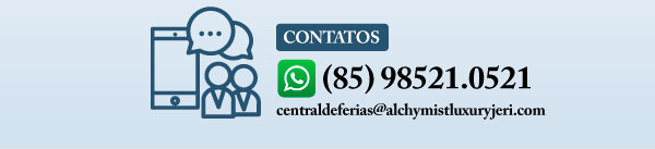 Contato (85) 98521.0521 e centraldeferias@alchymistluxuryjeri.com